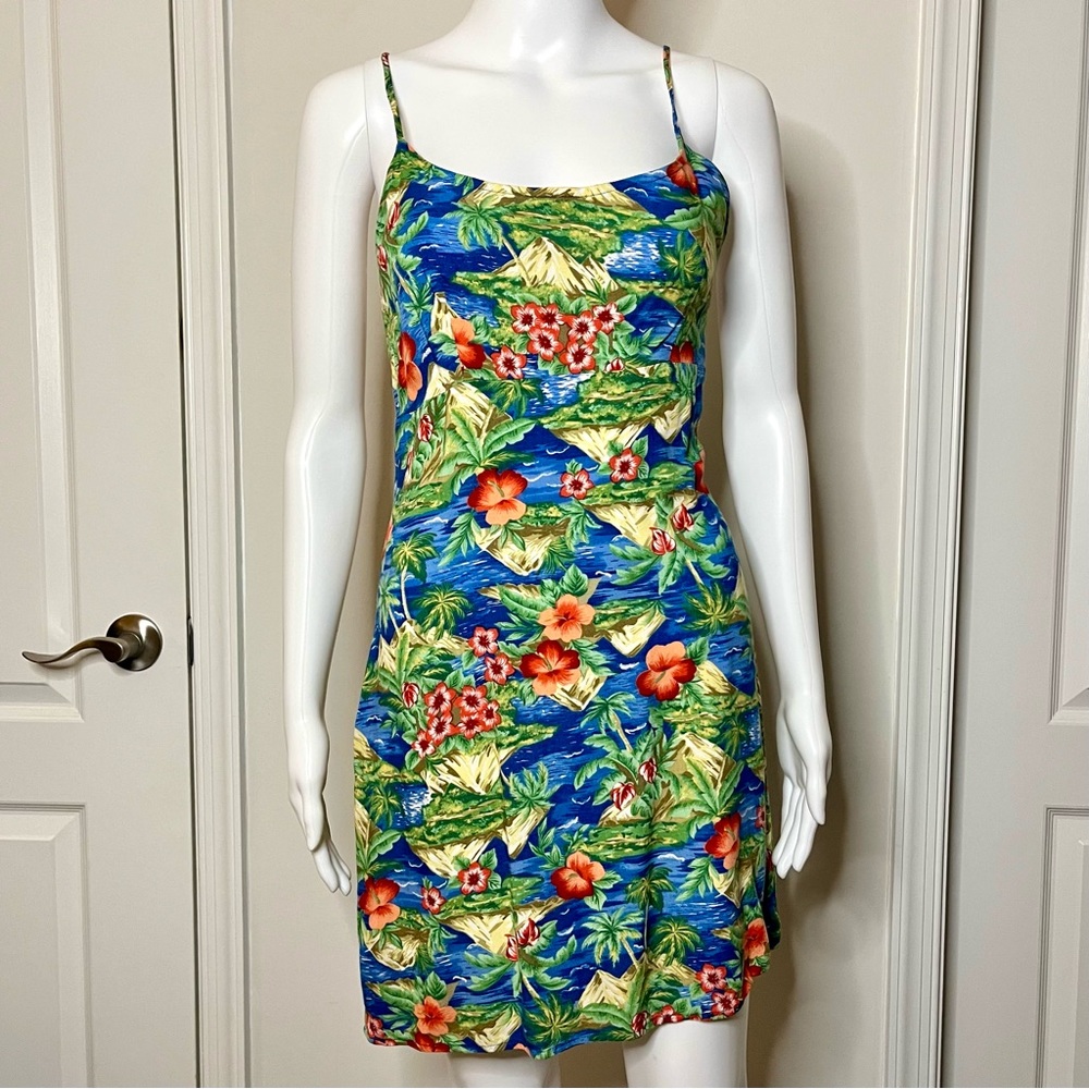 Vintage Y2K 00s Joule Sz S Hawaiian Floral Tropical Island Print Mini Dress